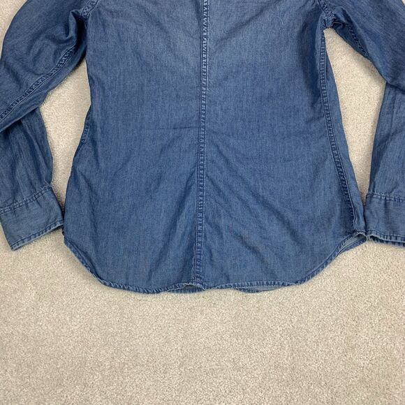 Uniqlo Women Small Pearl Snap Western Chambray Pocket Button Shirt Long Sleeve - Picture 8 of 12
